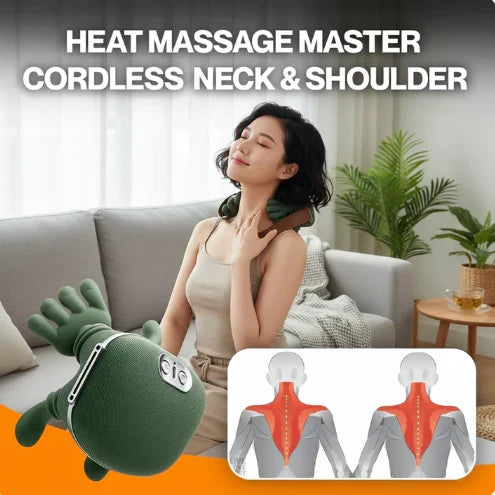 5-in-1 🔥 Smart Heated Neck & Back Massager – Deep Tissue Pain Relief, Real Hand Feel, Wireless Comfort Anywhere
