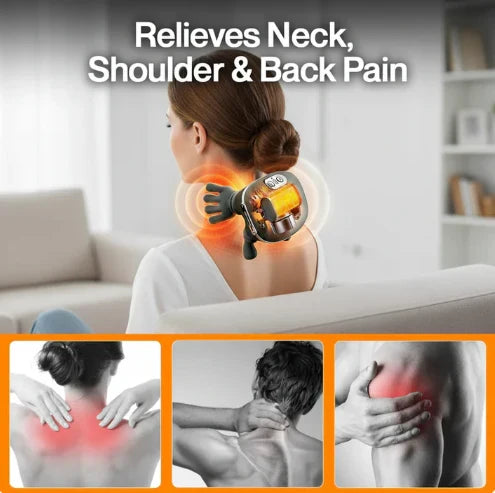 5-in-1 🔥 Smart Heated Neck & Back Massager – Deep Tissue Pain Relief, Real Hand Feel, Wireless Comfort Anywhere