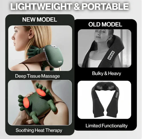 5-in-1 🔥 Smart Heated Neck & Back Massager – Deep Tissue Pain Relief, Real Hand Feel, Wireless Comfort Anywhere