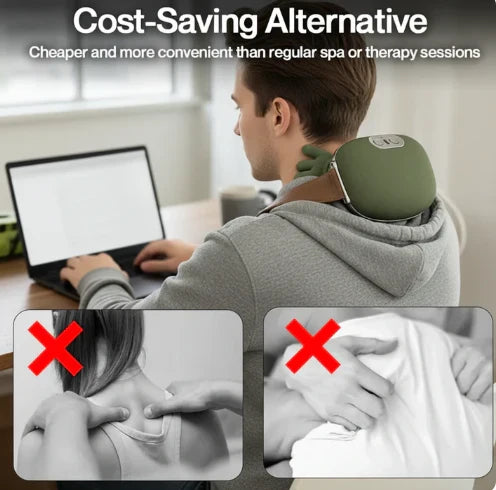5-in-1 🔥 Smart Heated Neck & Back Massager – Deep Tissue Pain Relief, Real Hand Feel, Wireless Comfort Anywhere