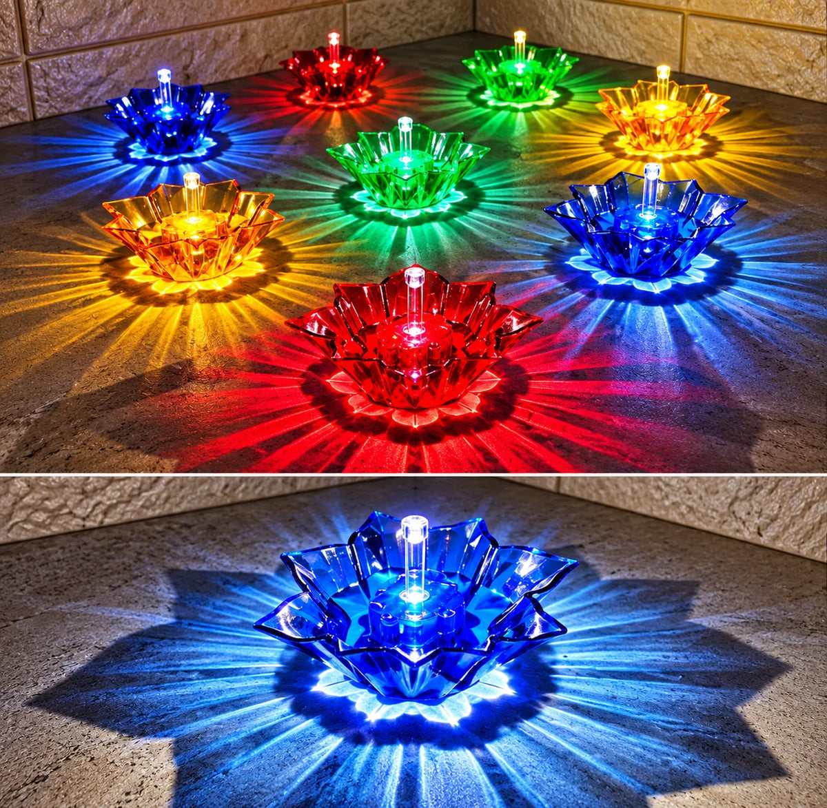 🪔 Smart Diwali LotusGlow™ – 3D LED Lotus Diyas with Automatic Water-Sensor Lighting