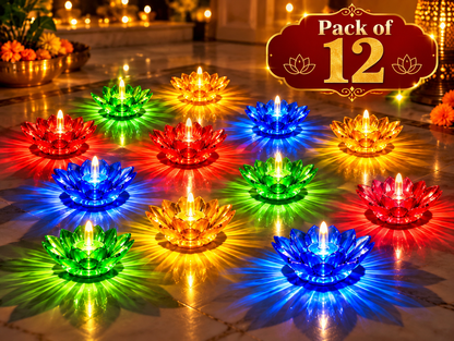 🪔 Smart Diwali LotusGlow™ – 3D LED Lotus Diyas with Automatic Water-Sensor Lighting
